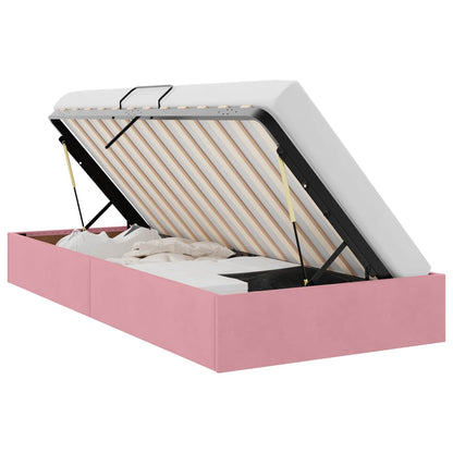 Letto con Contenitore con testiera Rosa 90 x 200 cm Velluto