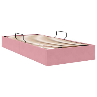 Letto con Contenitore con testiera Rosa 100 x 200 cm Velluto