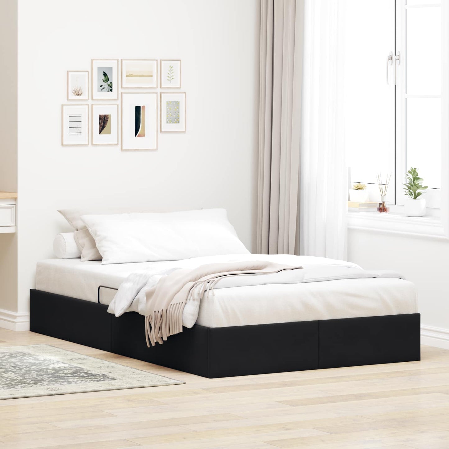 Letto con Contenitore con testiera Nero 120 x 190 cm Velluto