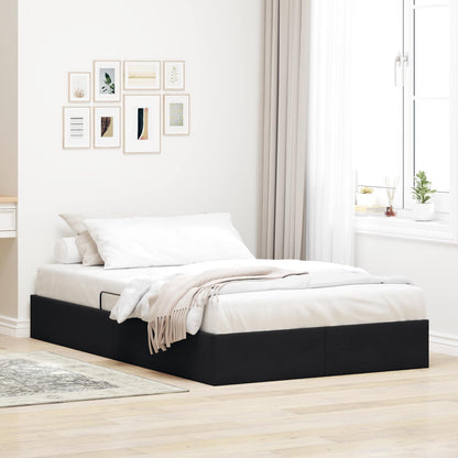 Letto con Contenitore con testiera Nero 120 x 190 cm Velluto