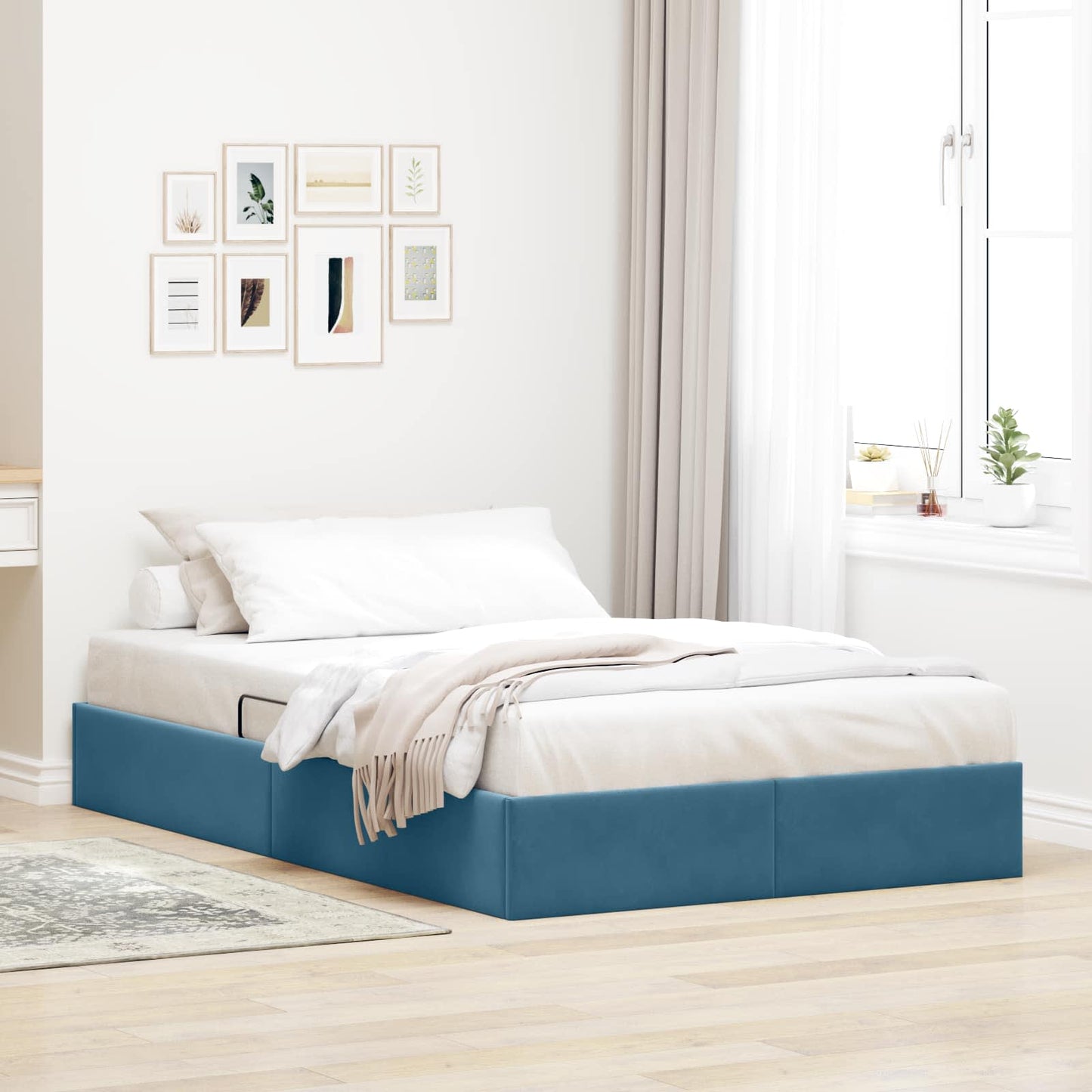 Letto con Contenitore Blu Scuro 120 x 190 cm Velluto