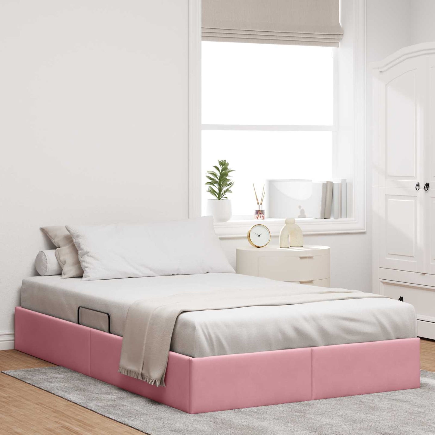 Letto con Contenitore con testiera Rosa 120 x 200 cm Velluto