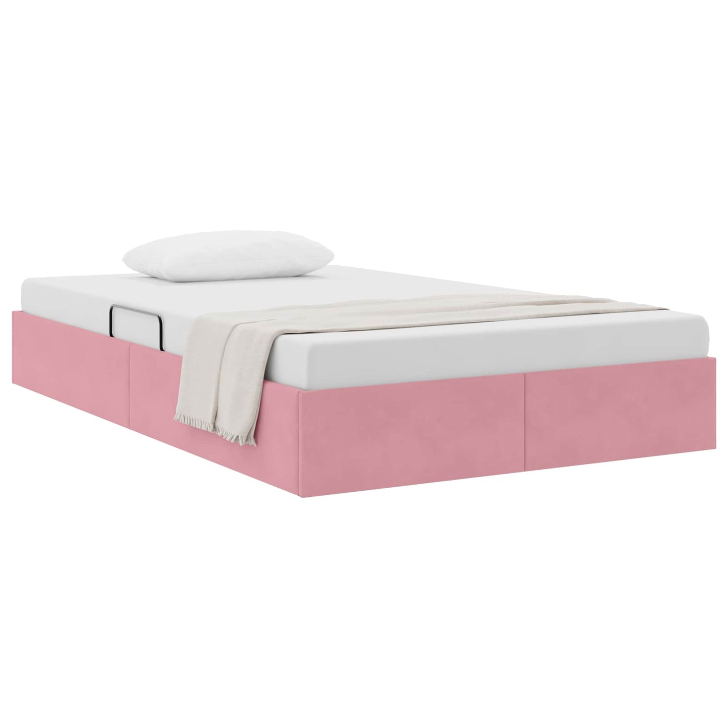 Letto con Contenitore con testiera Rosa 120 x 200 cm Velluto