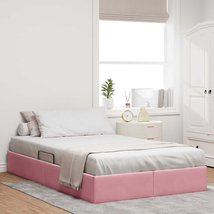Letto con Contenitore con testiera Rosa 120 x 200 cm Velluto
