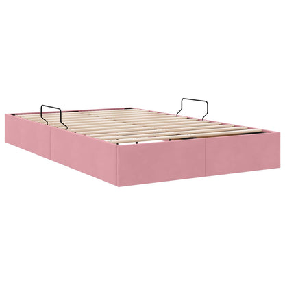 Letto con Contenitore con testiera Rosa 120 x 200 cm Velluto