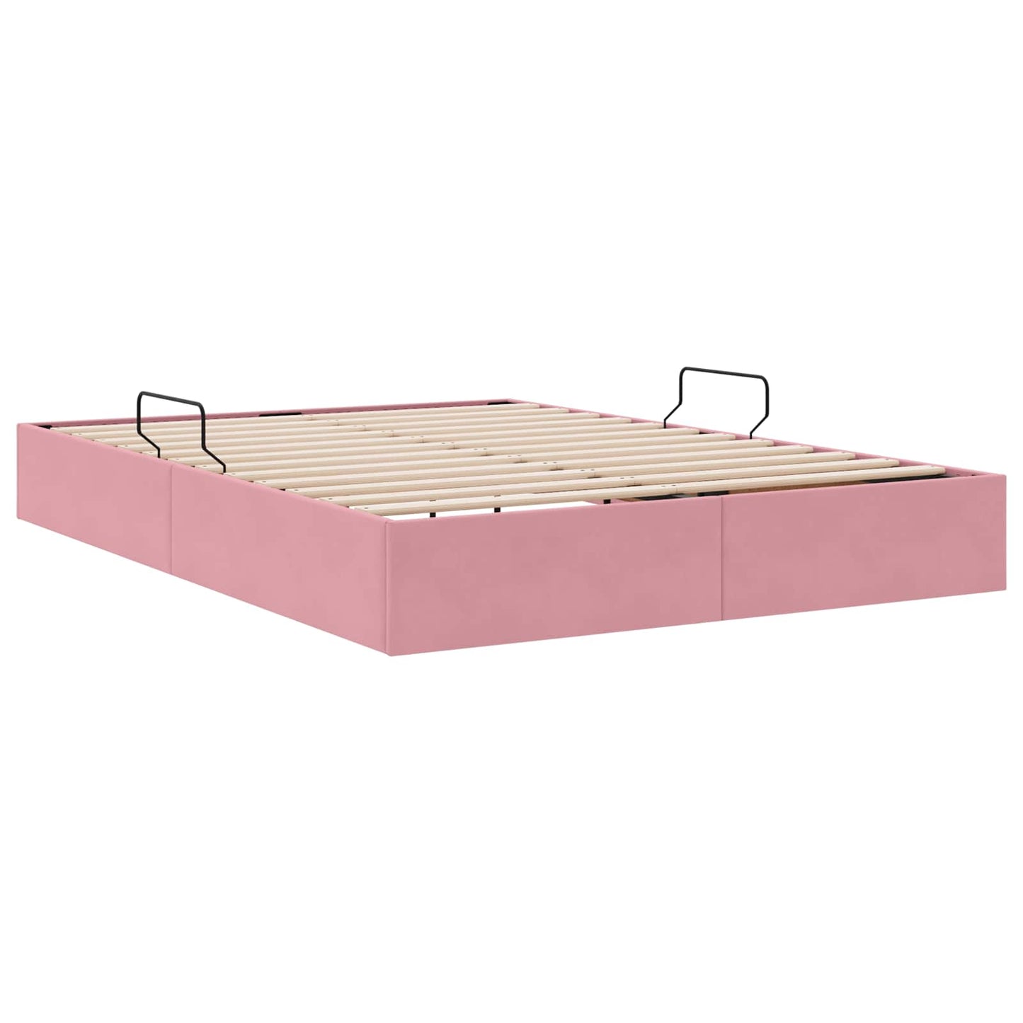 Letto con Contenitore con testiera Rosa 140 x 200 cm Velluto