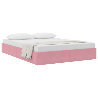 Letto con Contenitore con testiera Rosa 140 x 200 cm Velluto