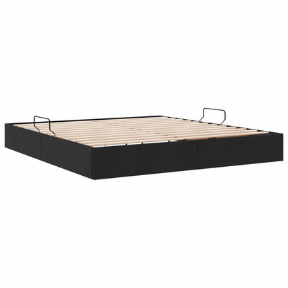 Letto con Contenitore con testiera Nero 160 x 200 cm Velluto