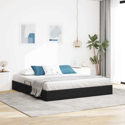 Letto con Contenitore con testiera Nero 180 x 200 cm Velluto