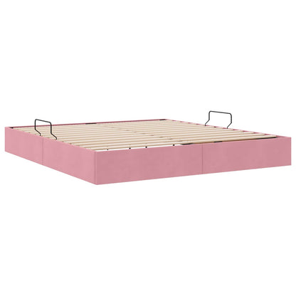 Letto con Contenitore con testiera Rosa 180 x 200 cm Velluto
