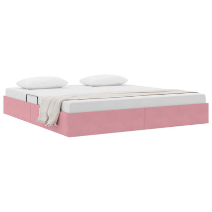 Letto con Contenitore con testiera Rosa 180 x 200 cm Velluto