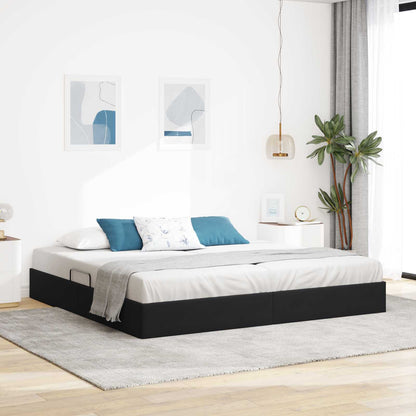 Letto con Contenitore con testiera Nero 200 x 200 cm Velluto