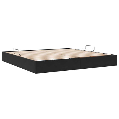 Letto con Contenitore con testiera Nero 200 x 200 cm Velluto