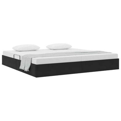 Letto con Contenitore con testiera Nero 200 x 200 cm Velluto