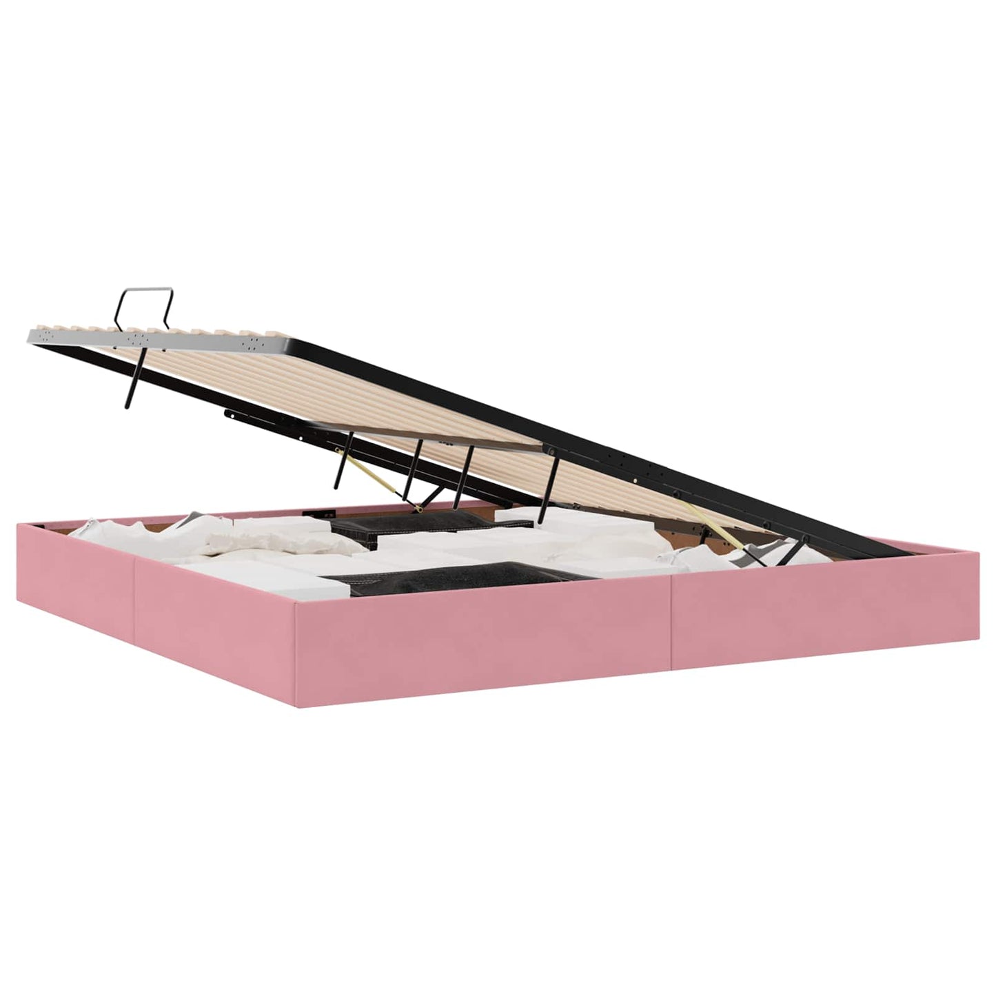 Letto con Contenitore con testiera Rosa 200 x 200 cm Velluto