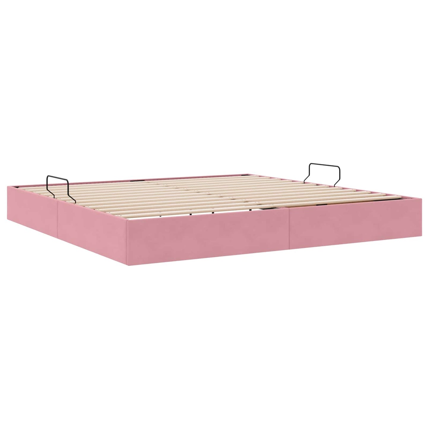 Letto con Contenitore con testiera Rosa 200 x 200 cm Velluto