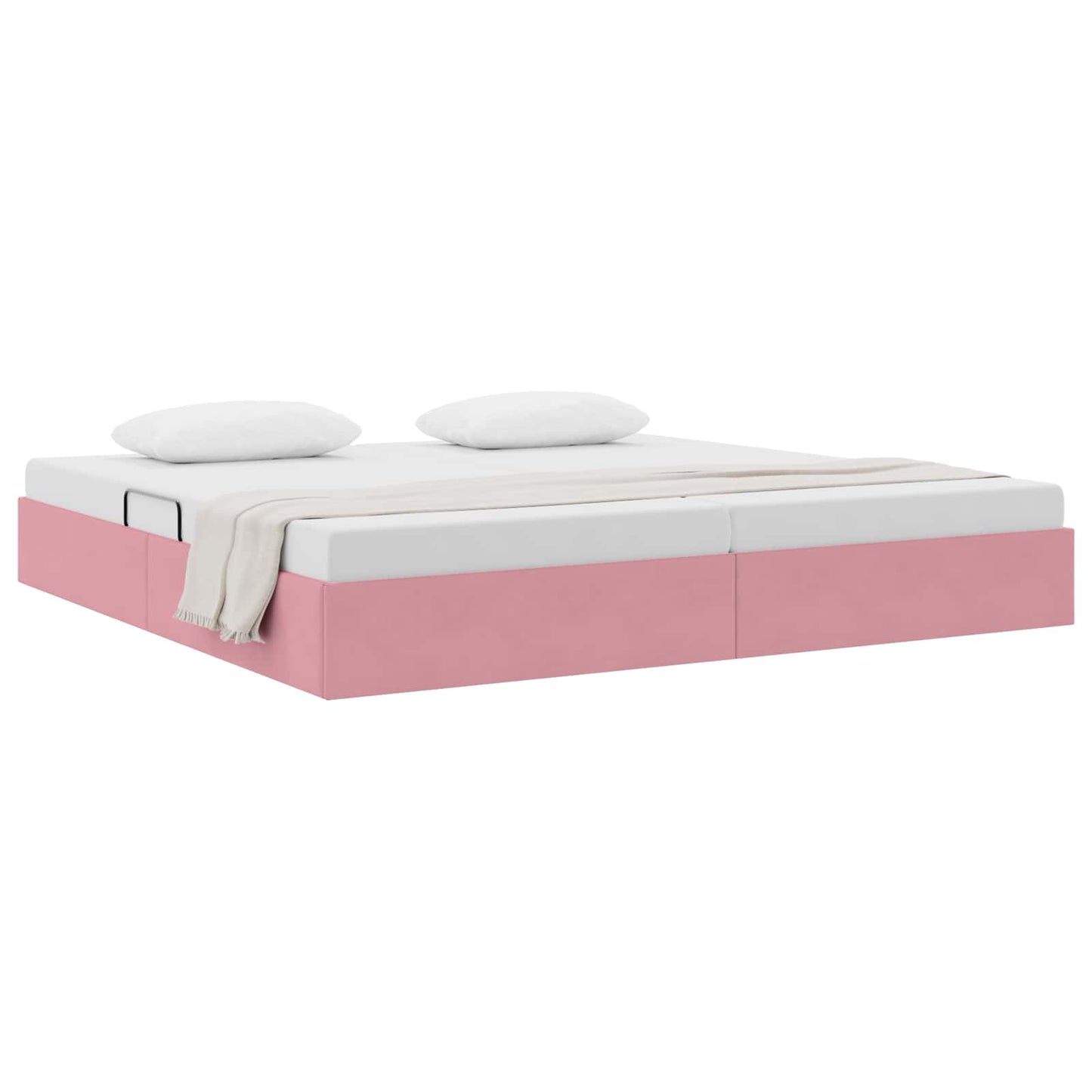 Letto con Contenitore con testiera Rosa 200 x 200 cm Velluto