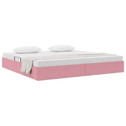 Letto con Contenitore con testiera Rosa 200 x 200 cm Velluto