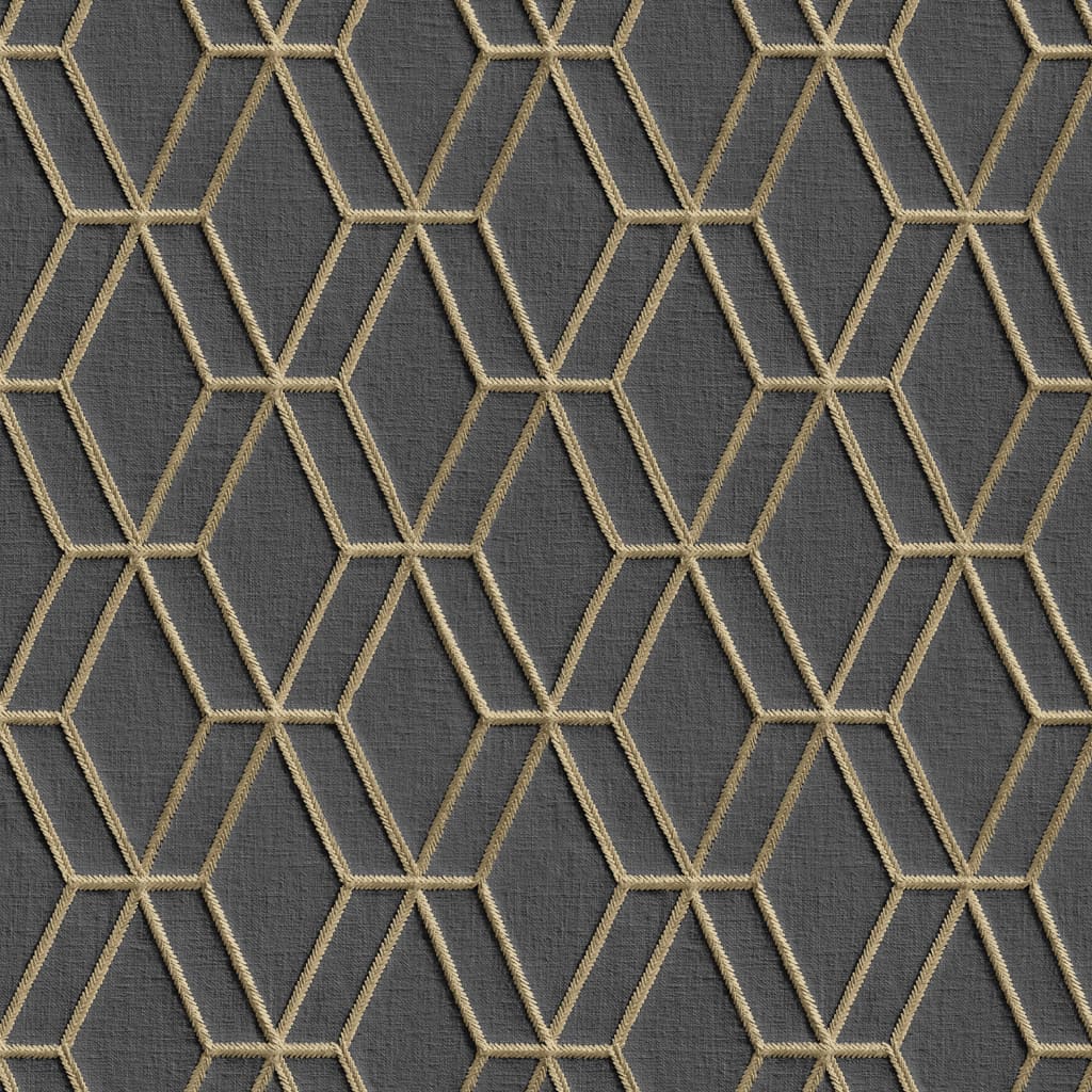 DUTCH WALLCOVERINGS Carta da Parati Design Esagonale Nero e Oro