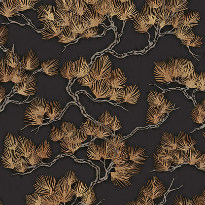DUTCH WALLCOVERINGS Carta da Parati Motivo a Pino Nero e Oro