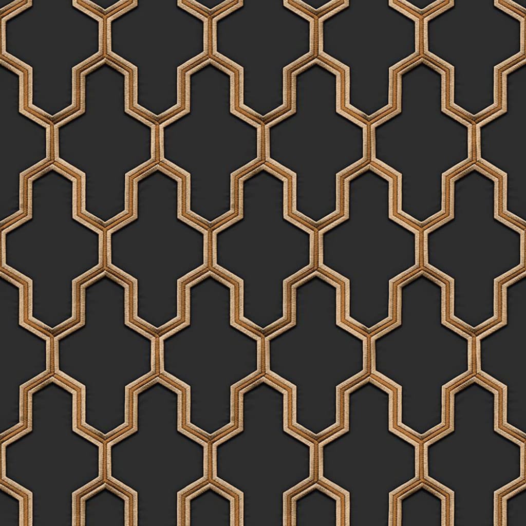 DUTCH WALLCOVERINGS Carta da Parati Geometric Nero e Oro
