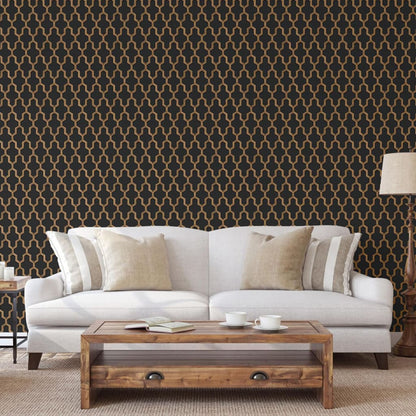 DUTCH WALLCOVERINGS Carta da Parati Geometric Nero e Oro