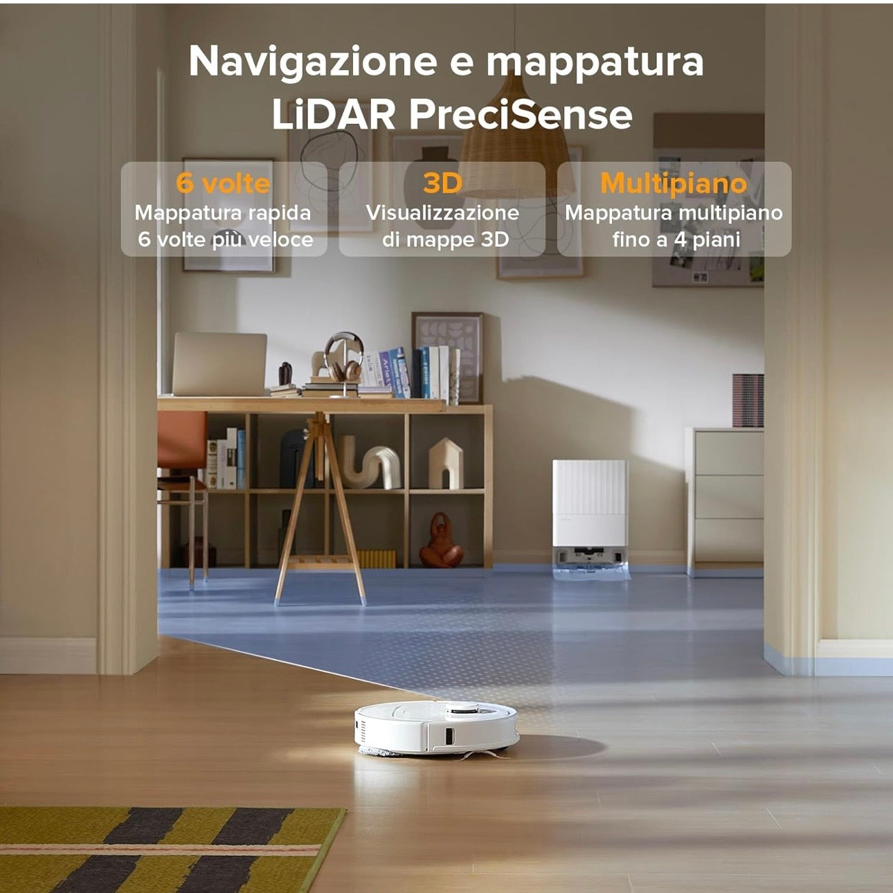 Roborock QV 35A Robot Aspirapolvere 8000Pa Lavapavimenti Stazione All-in-One